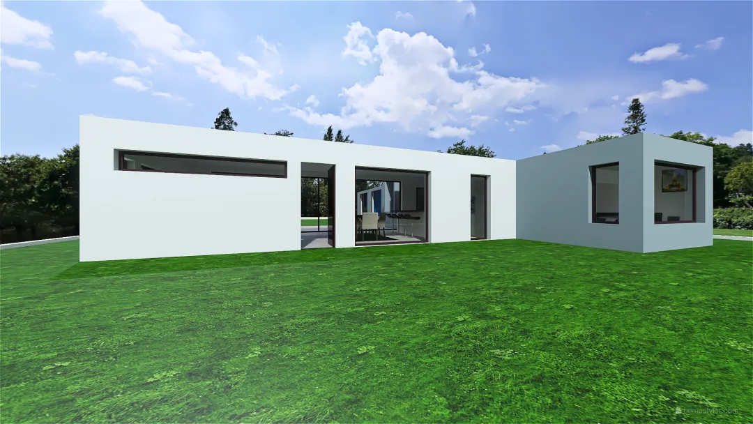2 plantas. Garage lateral 3d design renderings