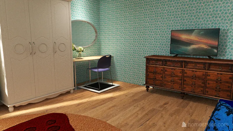Master Bedroom/Dining/Kitchen 3d design renderings