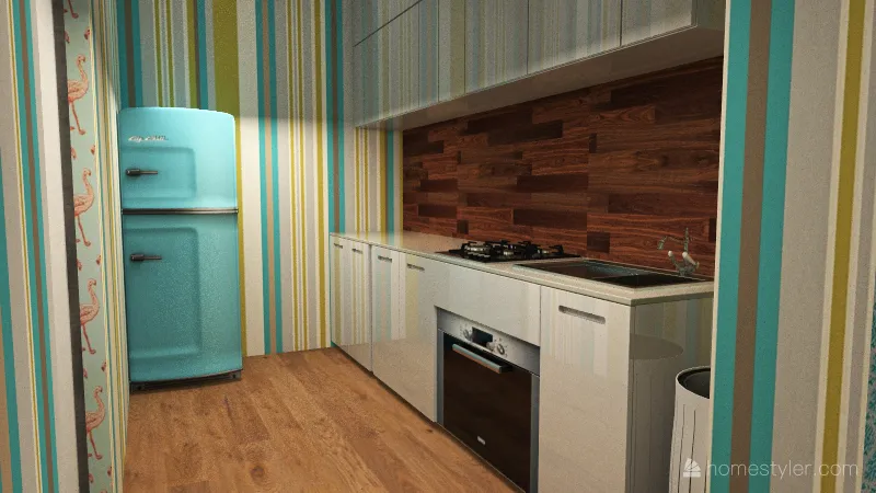 Master Bedroom/Dining/Kitchen 3d design renderings
