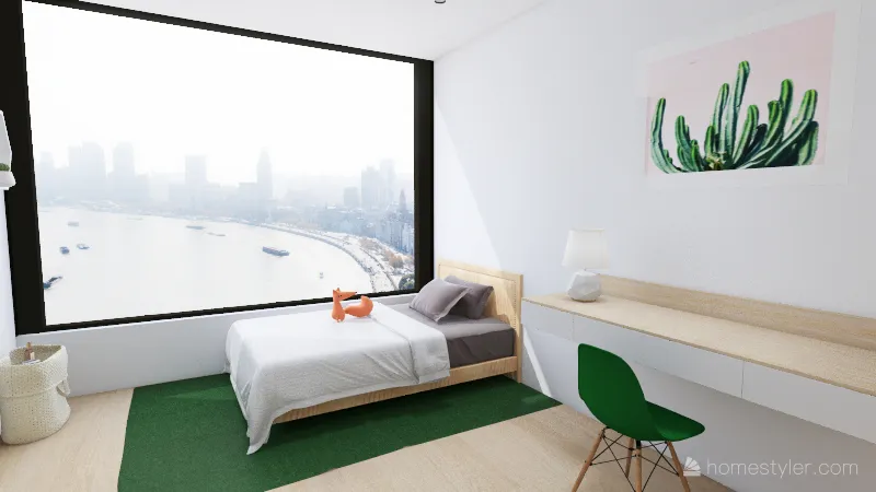 Peacock green appartement 3d design renderings