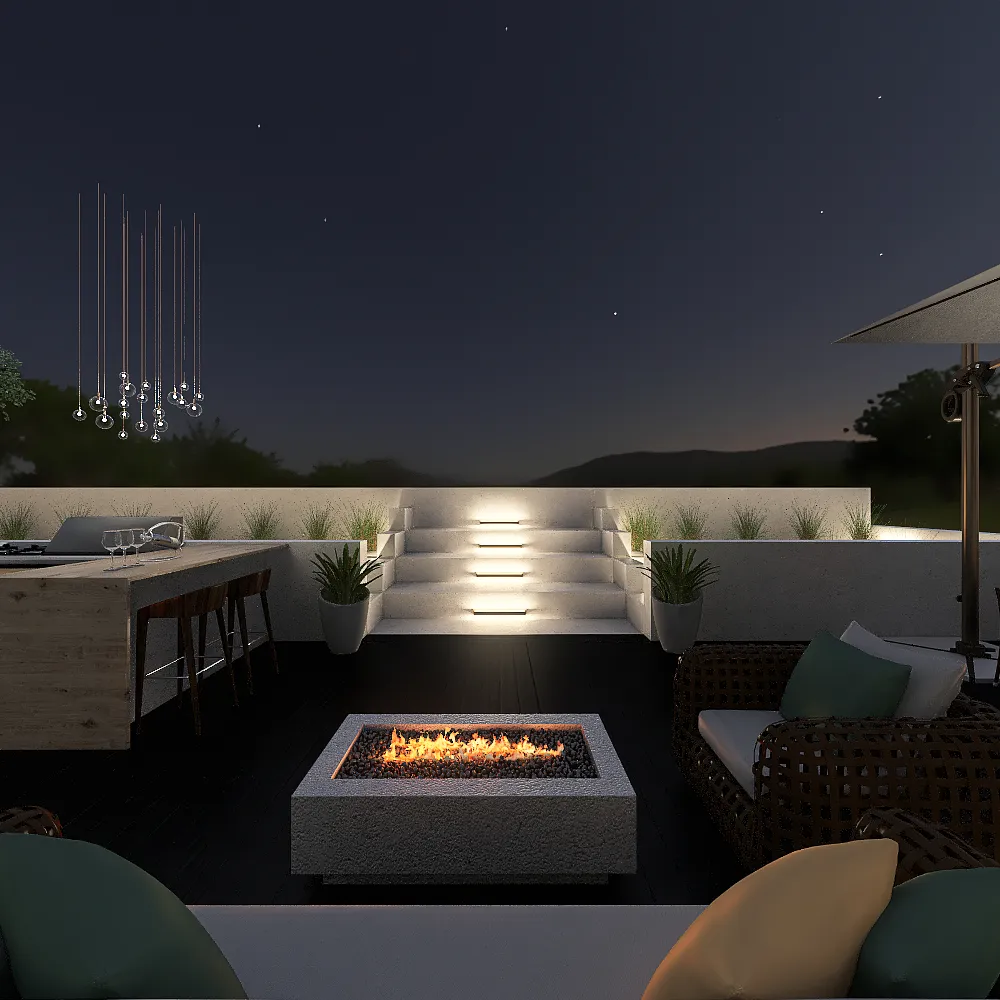 Modern Succulent Backyard 3d design renderings