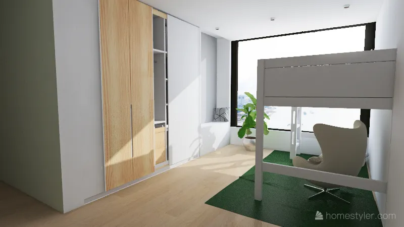 Peacock green appartement 3d design renderings