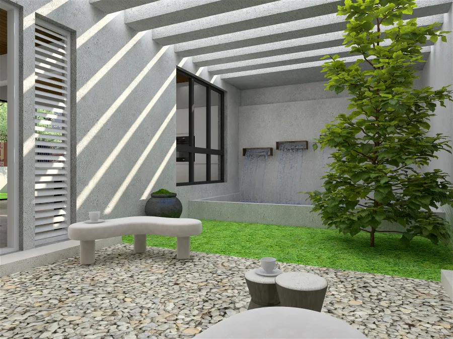 Scandinavian StyleOther Red ColorScemeOther Courtyard 3d design renderings