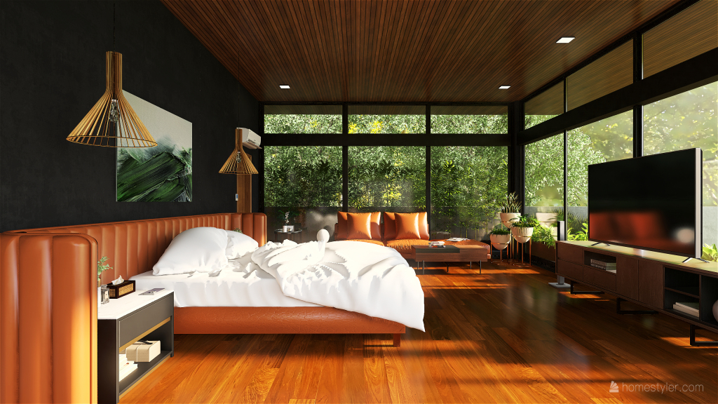 StyleOther Modern TropicalTheme ColorScemeOther Black Master Bedroom 3d design renderings