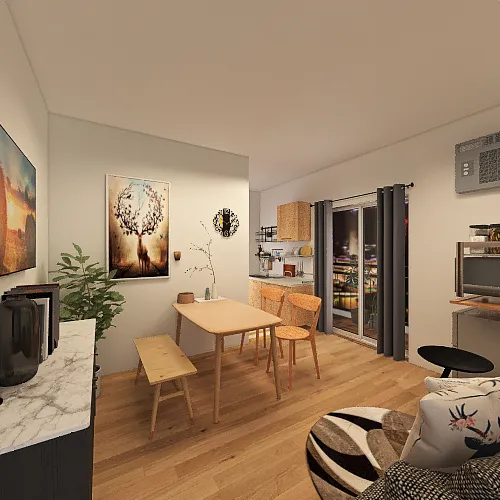 One room apt - Mediterranean 3d design renderings