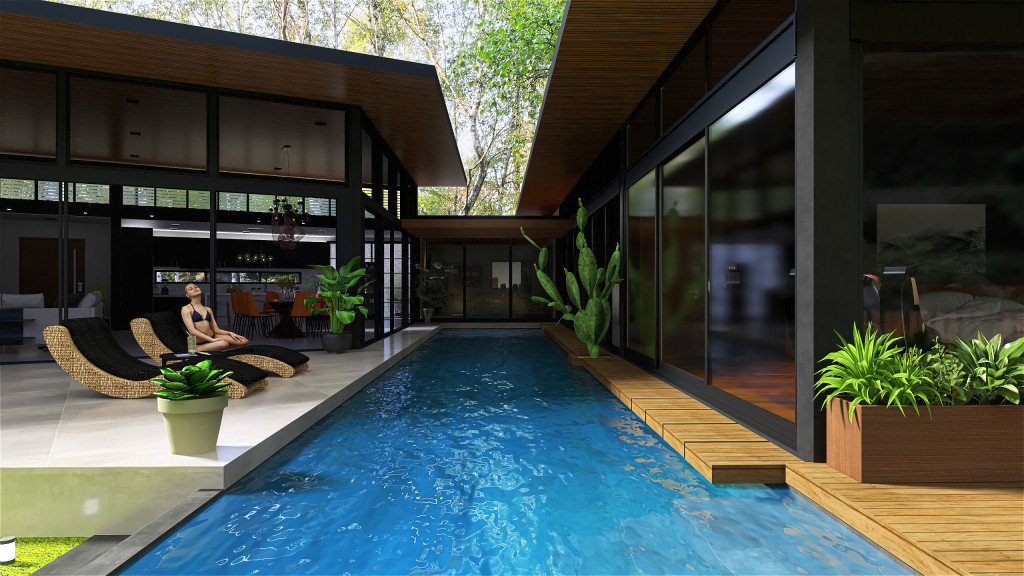 StyleOther Modern TropicalTheme Welome to The Skypod! ColorScemeOther Black 3d design renderings