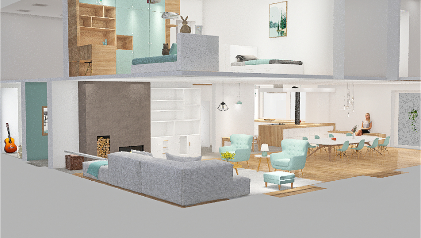 Scandinavian turquoise home 3d design picture 577.06