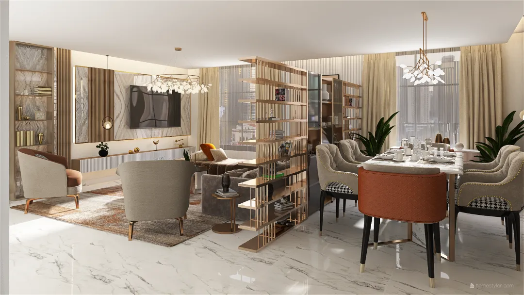 LIVING & DINING ROOM 3d design renderings