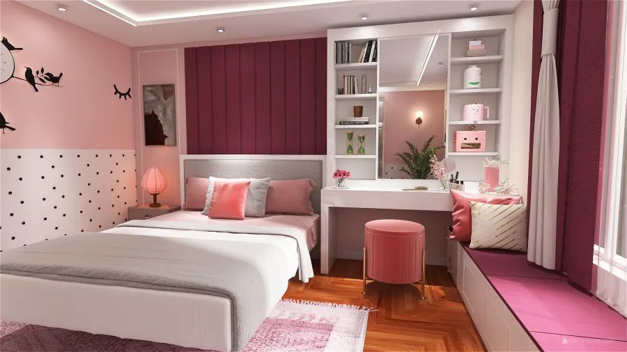 BEDROOM FOR GIRL 3d design renderings
