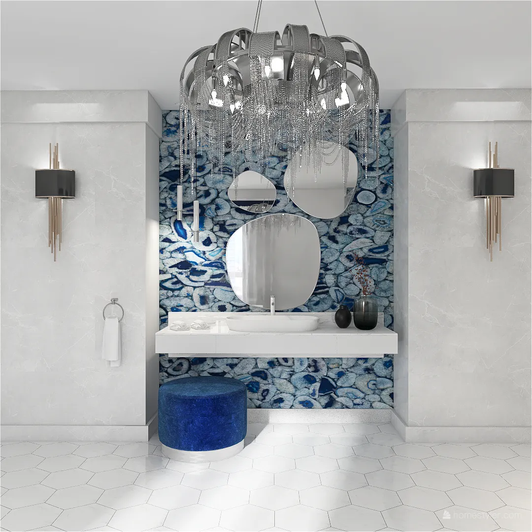 Costal StyleOther Luxury Bathroom Blue ColorScemeOther 3d design renderings