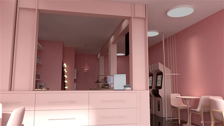 Pink Cafe 3d design renderings