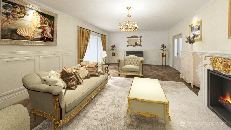 french style room 3d design renderings