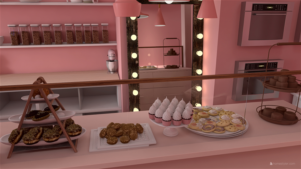 Pink Cafe 3d design renderings