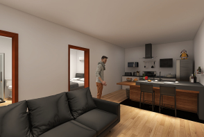 Apartamento Simples, para 1 casal. Design Rendering