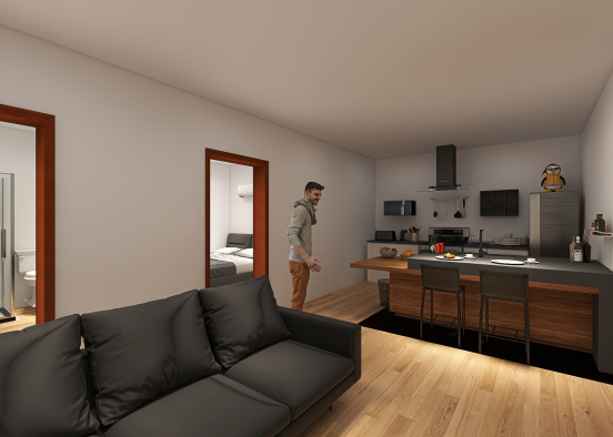 Apartamento Simples, para 1 casal. Design Rendering
