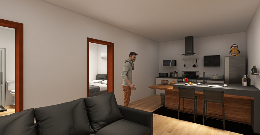 Apartamento Simples, para 1 casal. 3d design renderings