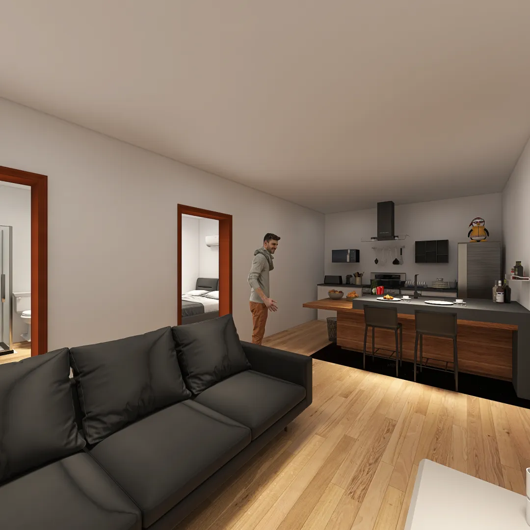 Apartamento Simples, para 1 casal. 3d design renderings