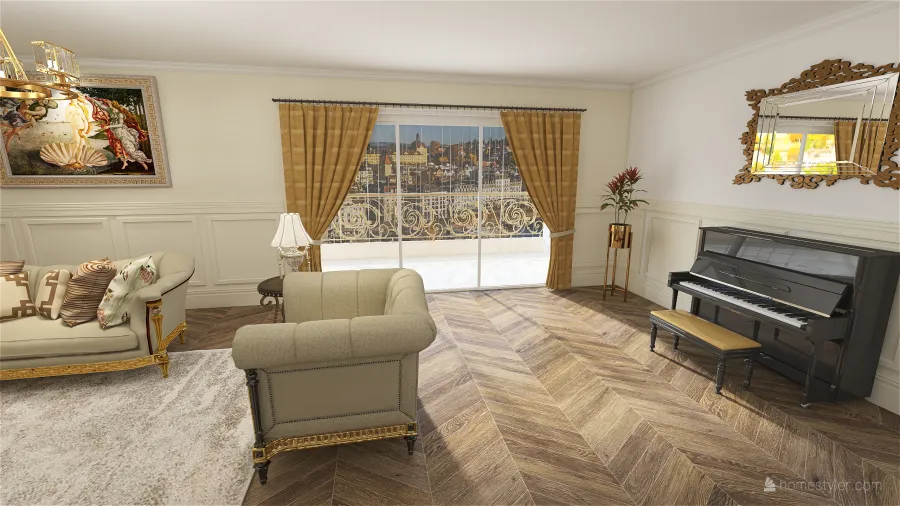 french style room 3d design renderings