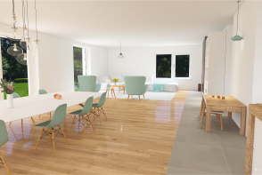 Scandinavian turquoise home Design Rendering