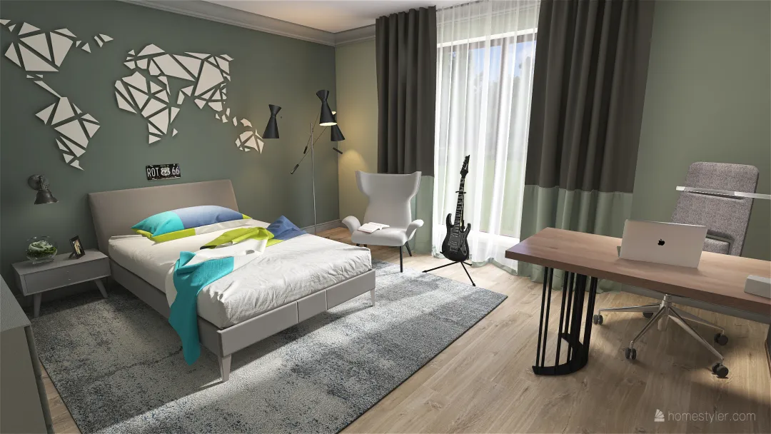 Bedroom for a teenager 3d design renderings