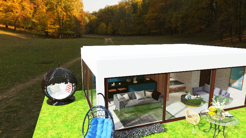 casa demasiado pequeña en el bosque. 3d design renderings