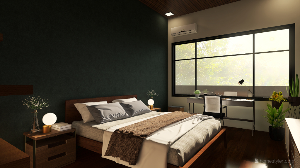 StyleOther Modern TropicalTheme ColorScemeOther Black Guest Room 3d design renderings