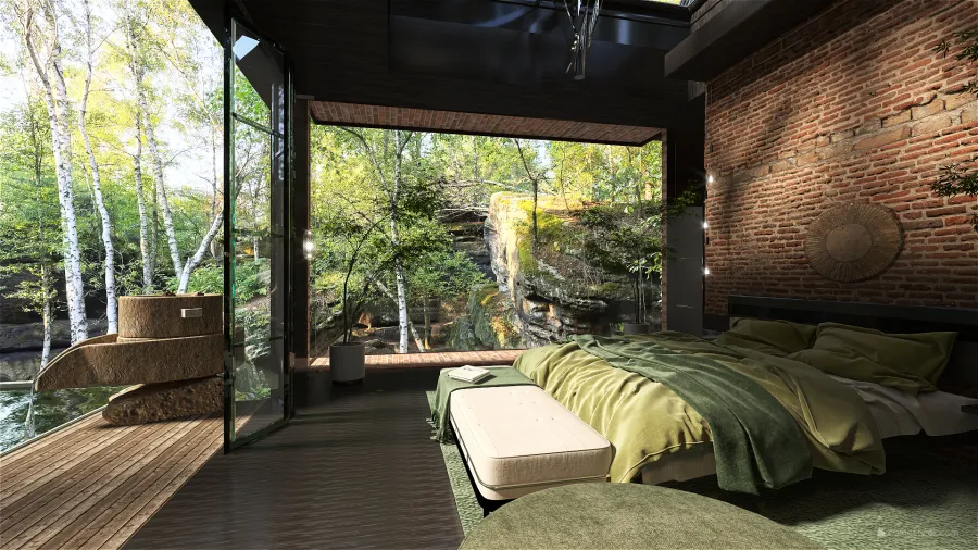 TropicalTheme ColorScemeOther Green Black bedroom 3d design renderings