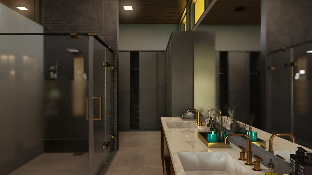 StyleOther Modern TropicalTheme ColorScemeOther Black Master Bathroom 3d design renderings