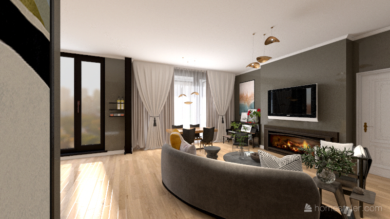 LCD RYBALSKY - 3 rooms Interior Design Render