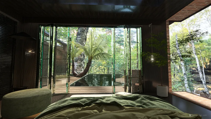 TropicalTheme ColorScemeOther Green Black bedroom 3d design renderings