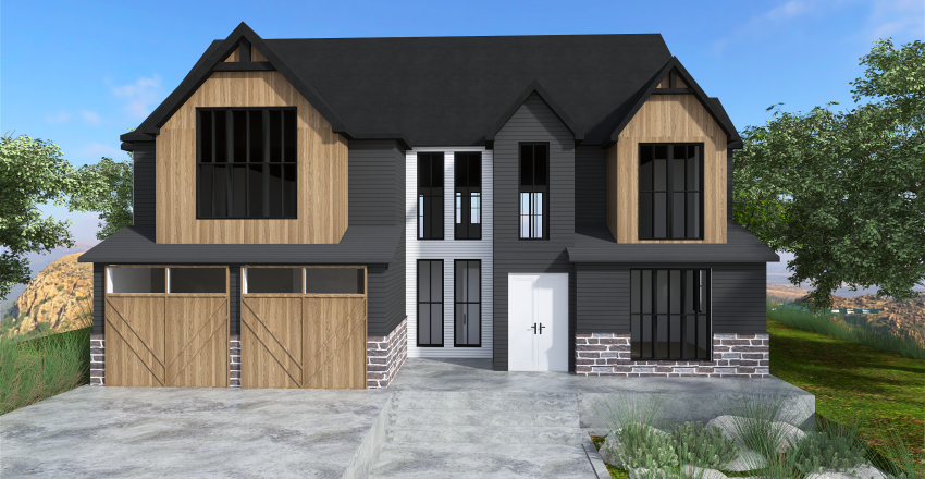 Farmhouse StyleOther LAVENDER FARMHOUSE WoodTones ColorScemeOther Beige 3d design renderings
