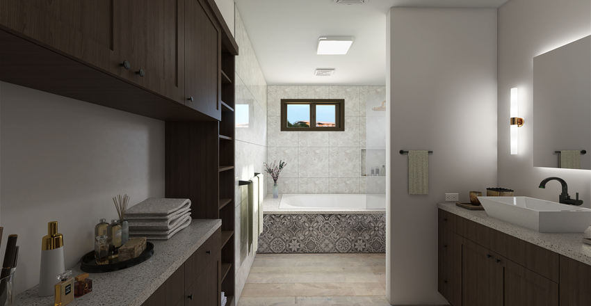 Sustainable Bathroom Interior Design Render