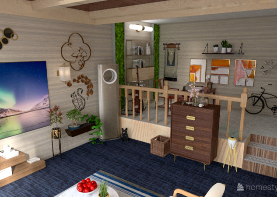 Bohemian style living room Design Rendering