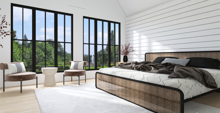 Farmhouse StyleOther WoodTones ColorScemeOther Beige Master Bedroom 3d design renderings