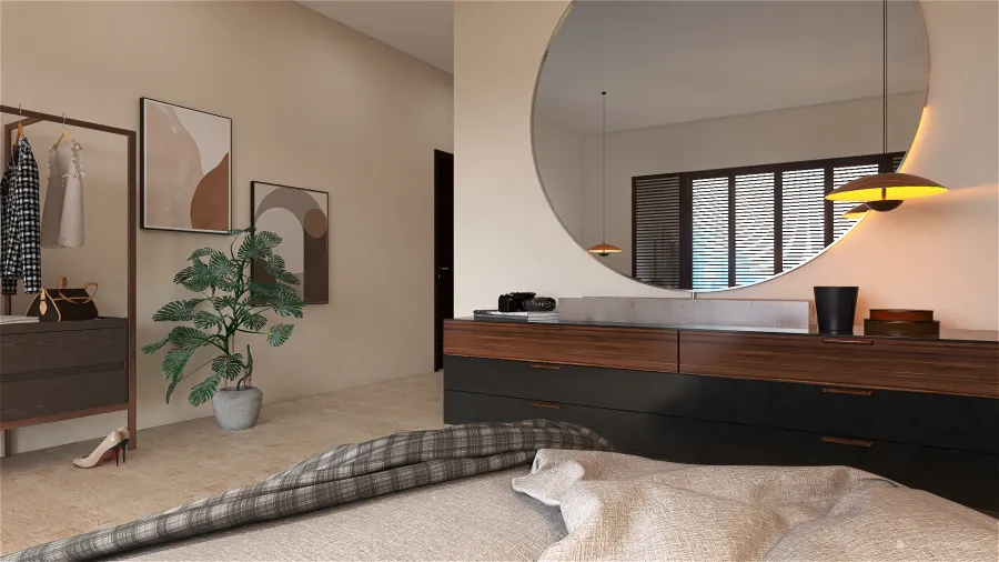 StyleOther Industrial Orange Beige ColorScemeOther Master Bedroom 3d design renderings