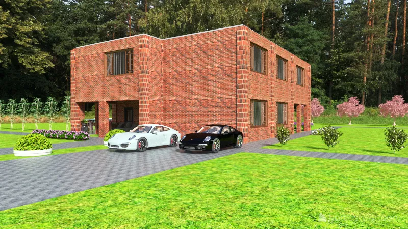 кирпичный дом 3d design renderings