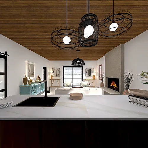 Living/Kitchen 3d design renderings