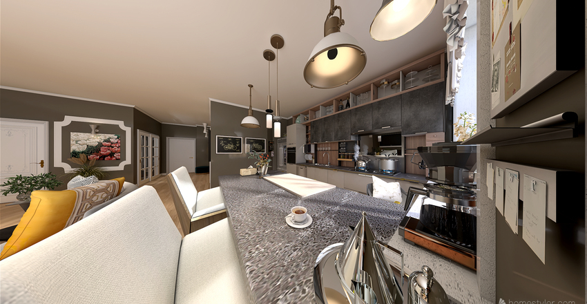 LCD RYBALSKY - 3 rooms Interior Design Render