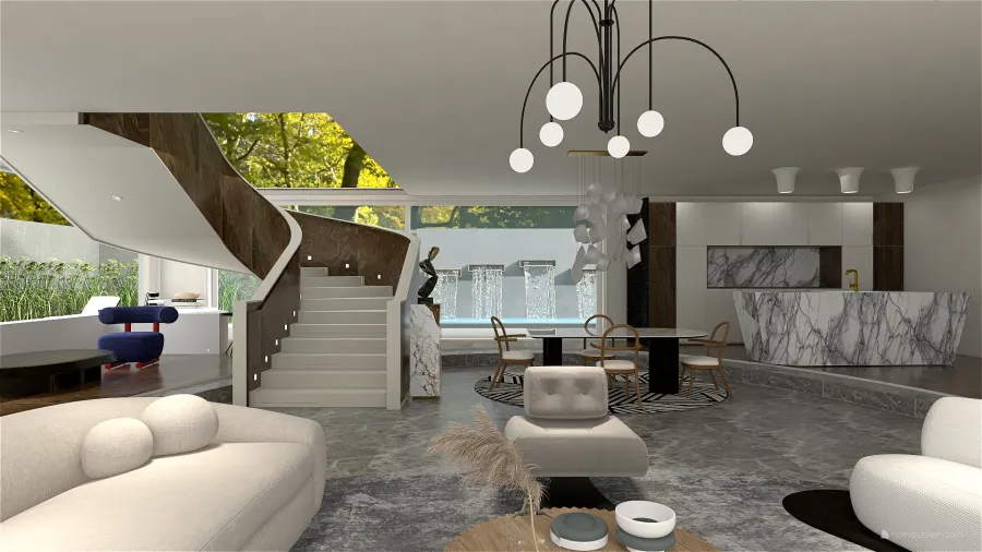 StyleOther Contemporary ArtDeco Unplug villa White ColdTones ColorScemeOther 3d design renderings