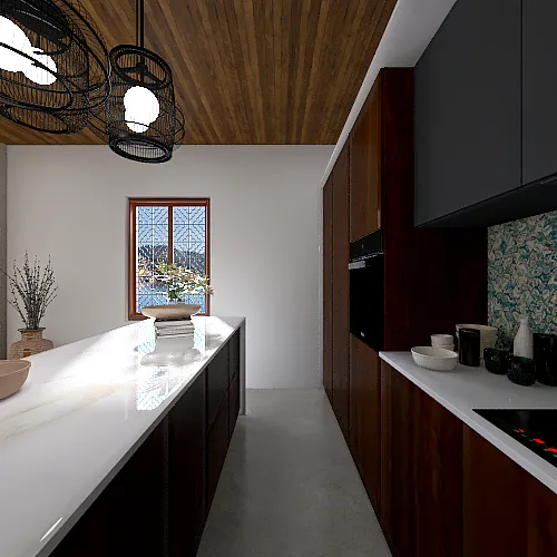 Living/Kitchen 3d design renderings