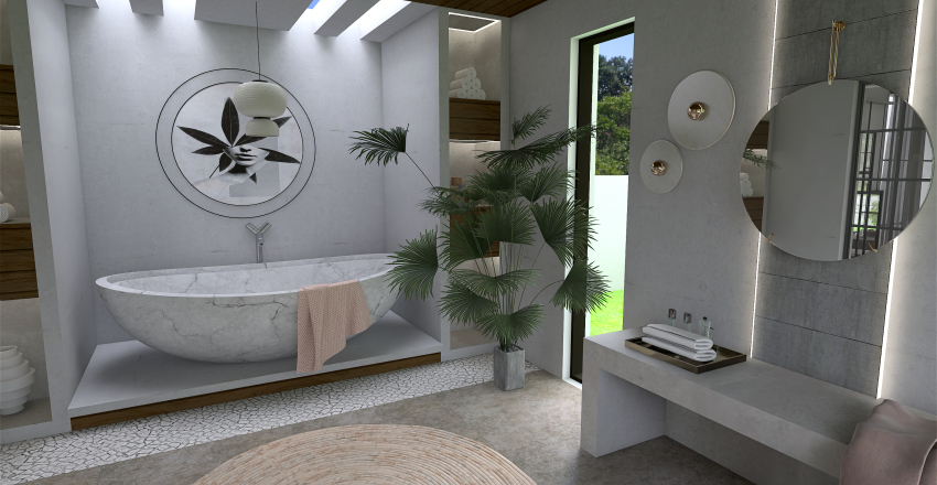 Scandinavian StyleOther Red ColorScemeOther Bathroom 3d design renderings