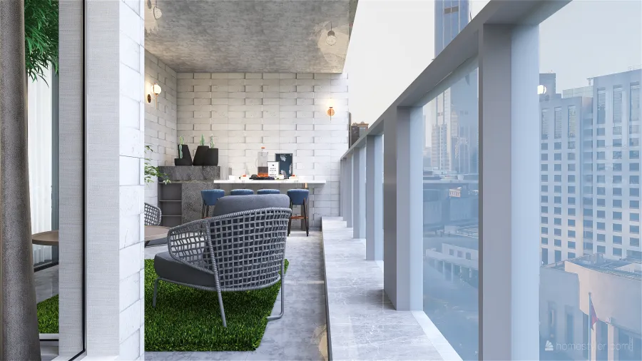StyleOther ColorScemeOther Beige Grey EarthyTones WoodTones Balcony 3d design renderings