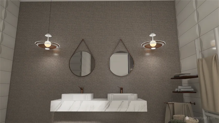 StyleOther ColorScemeOther Beige Grey EarthyTones WoodTones Bathroom 3d design renderings