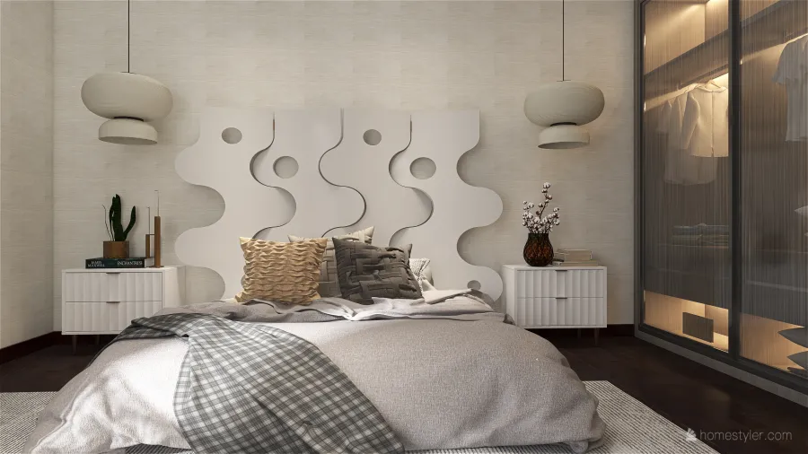 StyleOther ColorScemeOther Beige Grey EarthyTones WoodTones Bedroom 3d design renderings
