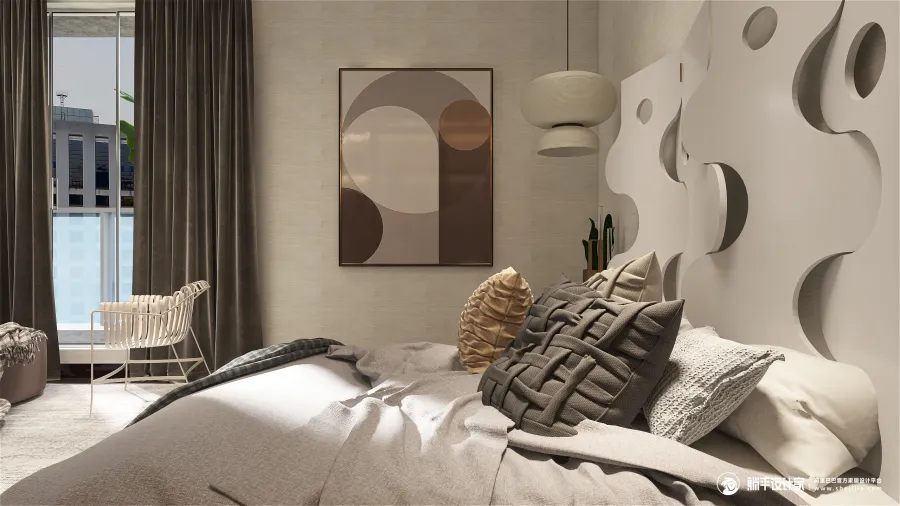 StyleOther ColorScemeOther Beige Grey EarthyTones WoodTones Bedroom 3d design renderings