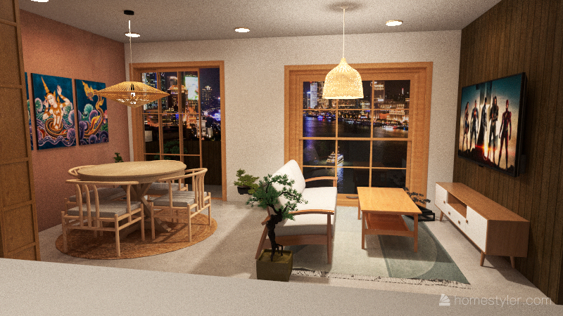 Entry and Kitchen 3d design renderings