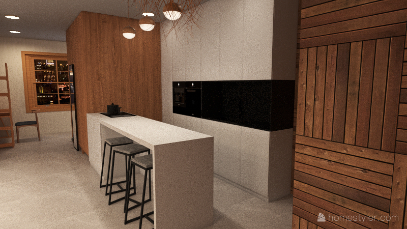 Entry and Kitchen 3d design renderings