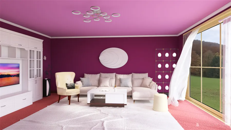 Livingroom whitepink 3d design renderings