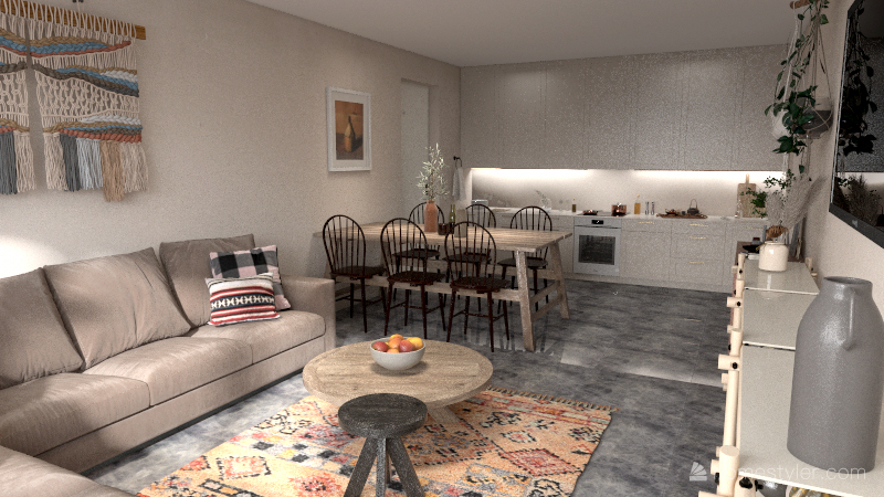 Bohemian Apartment 3d design renderings