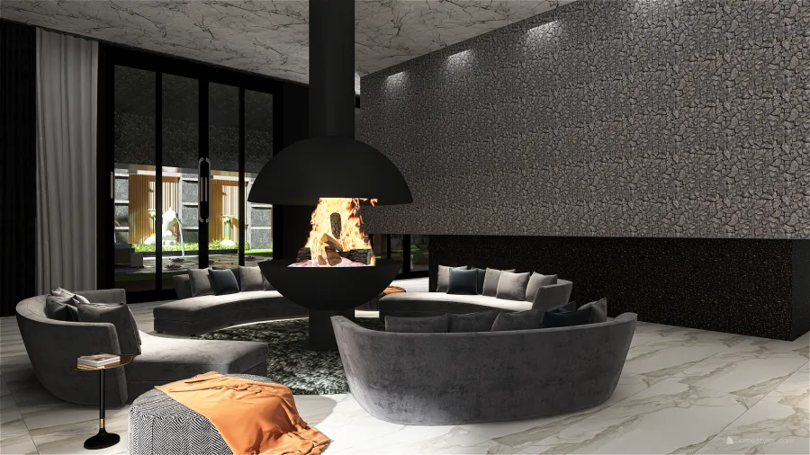 Contemporary StyleOther ColorScemeOther Black WarmTones Living and Dining Room 3d design renderings